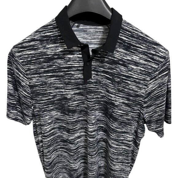 Under Armour Polo Mens Large Black Geometric ISO Chill Performance Golf - Picture 1 of 6